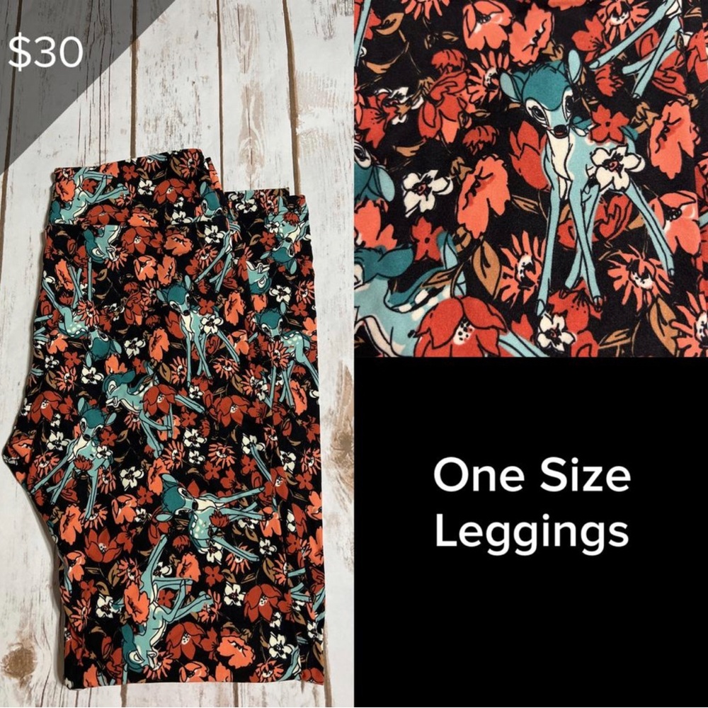 LuLaRoe BRAND NEW Disney Leggings One Size Fits Sz 2 - 10 Bambi